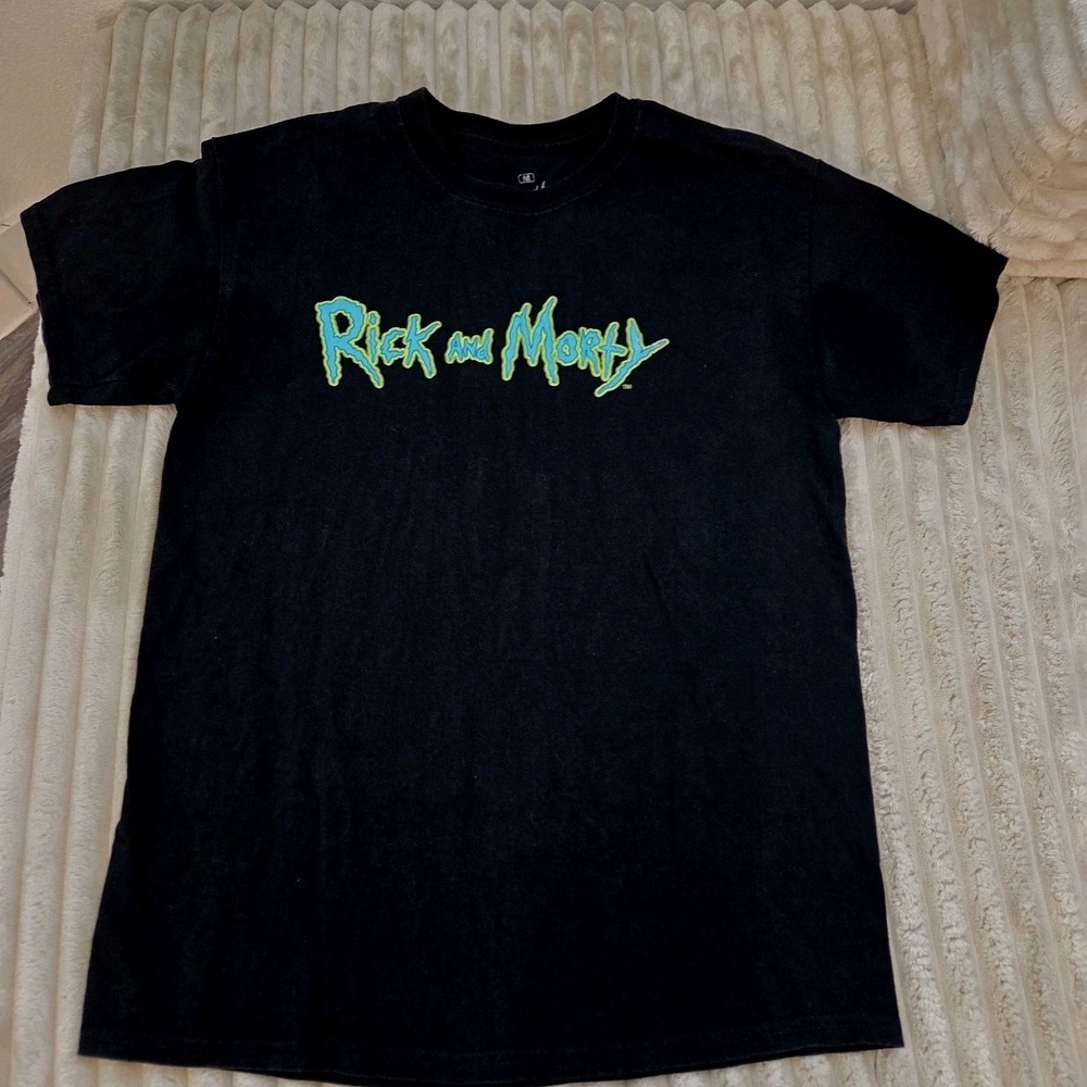 Rick And Morty 2 Sided Black Shirt Mens Size Medium Adult Swim T-shirt